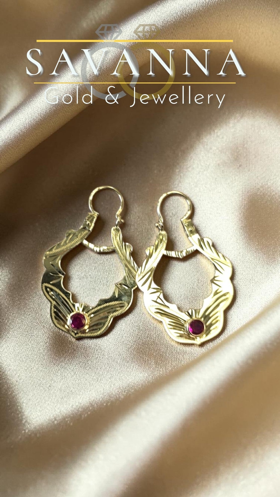 Earings red stone Spanish Style